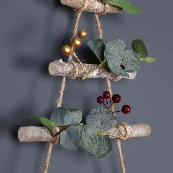 Tree Ladder Wall Hanging - Green, Wood