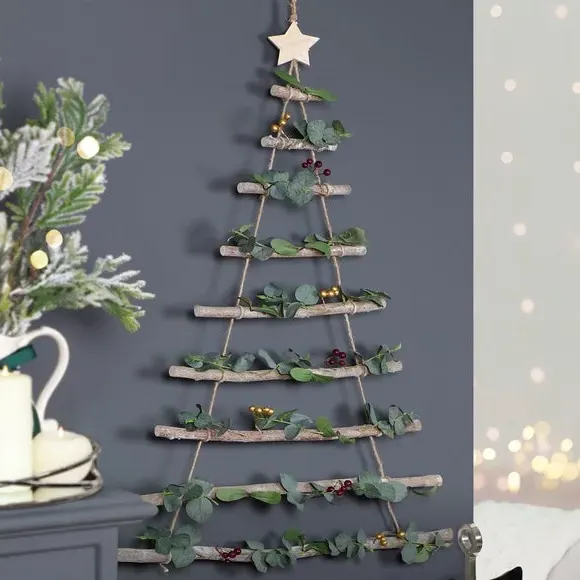 Tree Ladder Wall Hanging - Green, Wood image