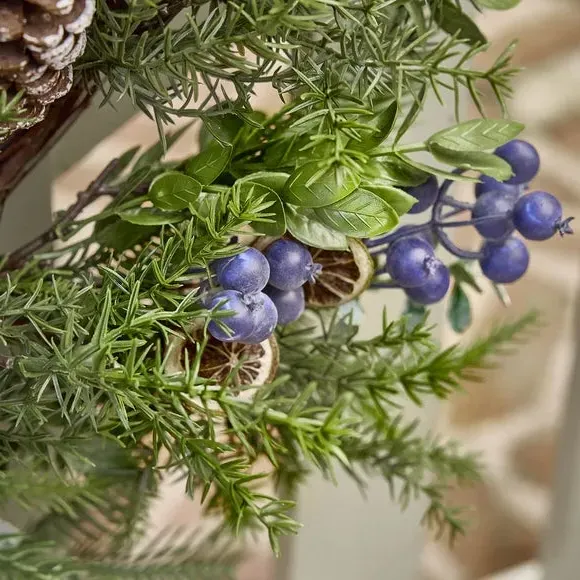 Winter Citrus Wreath - Green, Grapevine