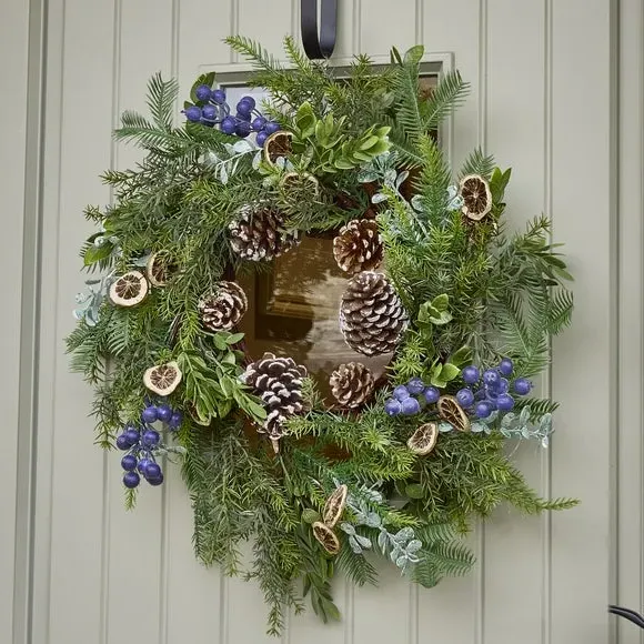 Winter Citrus Wreath - Green, Grapevine