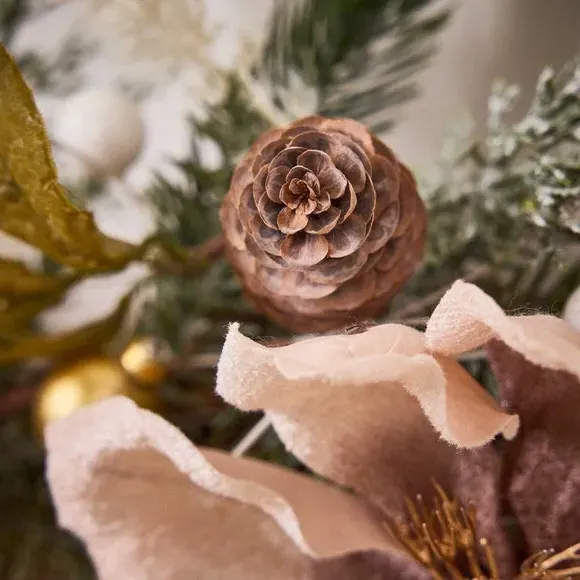 Wreath & Garland Set with Baubles - Pink, Faux