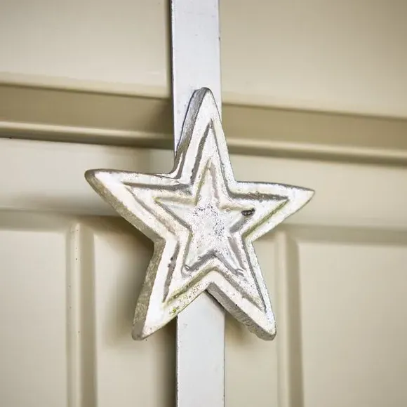 Wreath Hanger with 3D Star - Silver, Metal