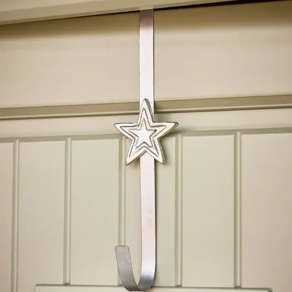 Wreath Hanger with 3D Star - Silver, Metal image