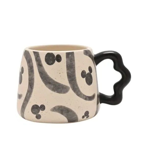 Abstract Mug with Ear Handle - White, Dolomite