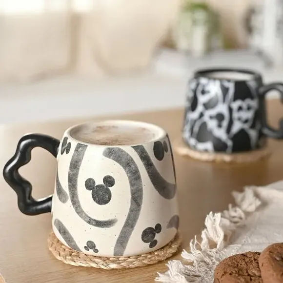 Abstract Mug with Ear Handle - White, Dolomite