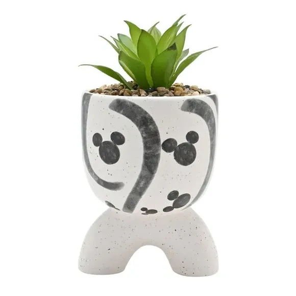 Arched Plant Pot with Artificial Plant - White
