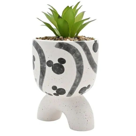 Arched Plant Pot with Artificial Plant - White