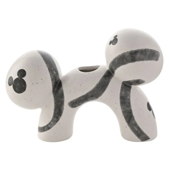 Arched Vase with Character Design - White, Ceramic