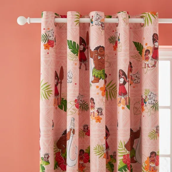 Blackout Eyelet Curtains with Tiebacks - Coral
