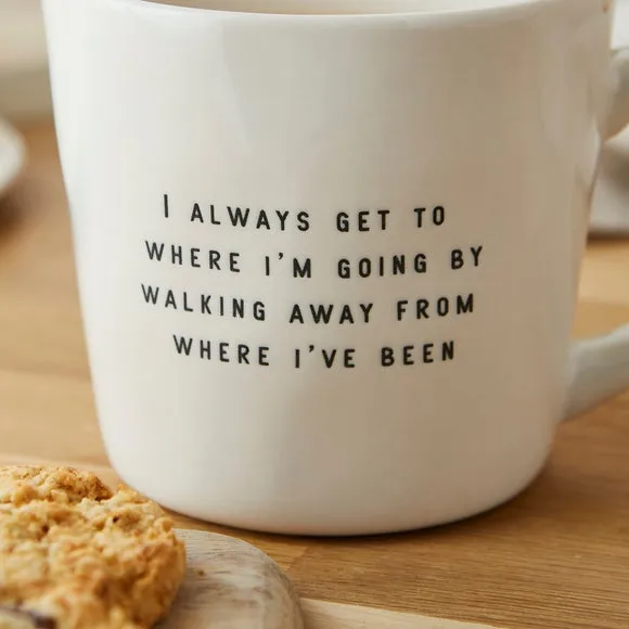 Ceramic Mug with Embossed Text - Natural