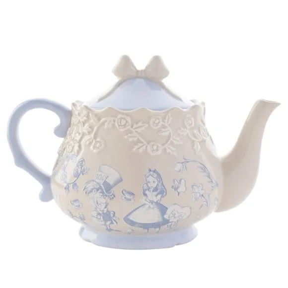 Ceramic Teapot with Illustrations - White image