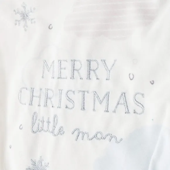 Christmas Stocking with Print - White, Fabric