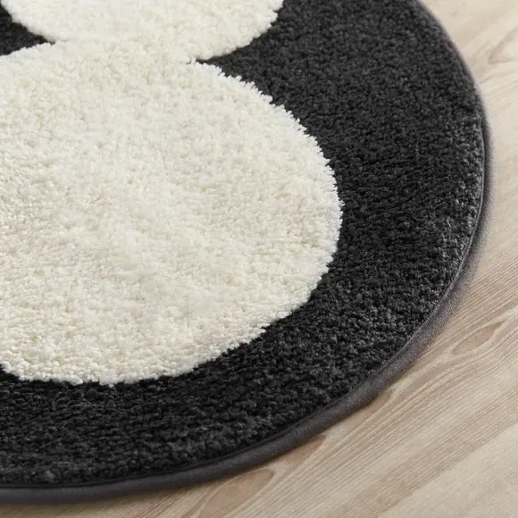 Circle Bath Mat with Non-Slip Base - Grey