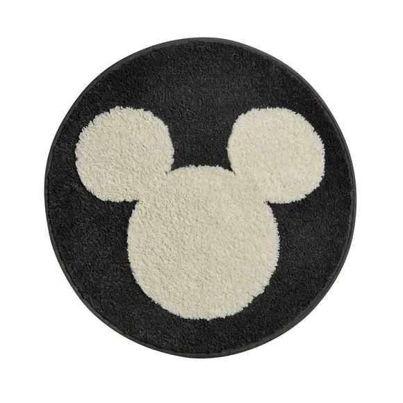 Circle Bath Mat with Non-Slip Base - Grey