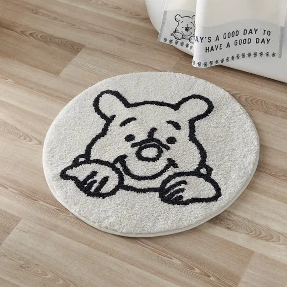 Circle Bath Mat with Non-Slip Base - White image