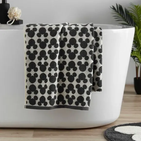 Cotton Bath Towel with Pattern - Grey