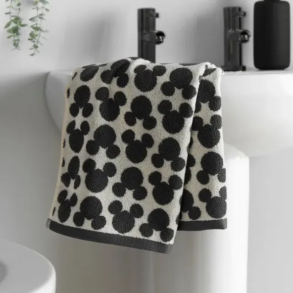 Cotton Bath Towel with Pattern - Grey
