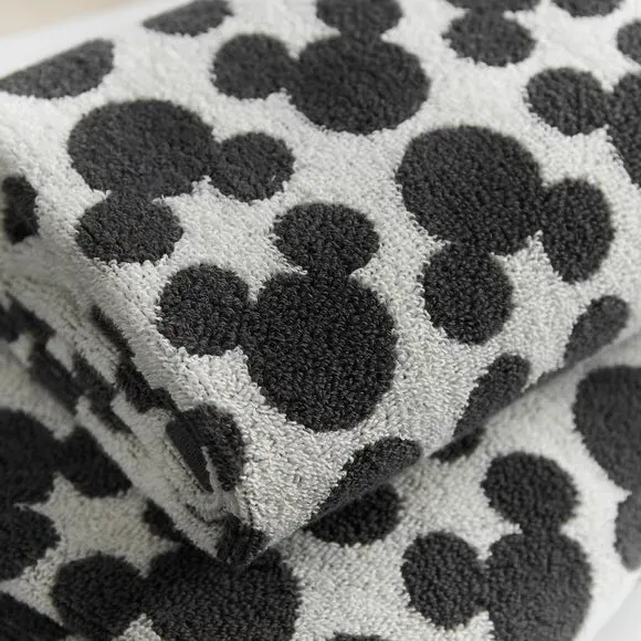 Cotton Bath Towel with Pattern - Grey