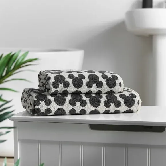 Cotton Bath Towel with Pattern - Grey image
