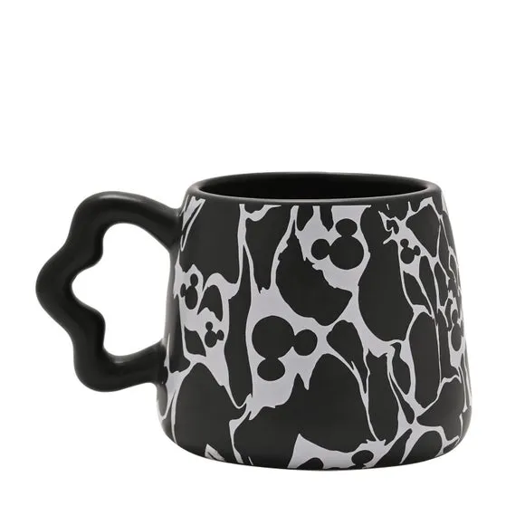 Crackled Mug with Wavy Handle - Black, Dolomite