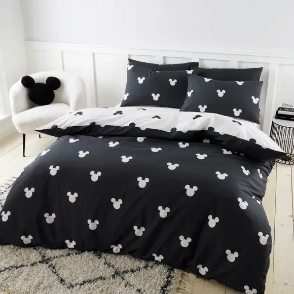 Duvet Cover Set with Pillowcase - Black, Cotton