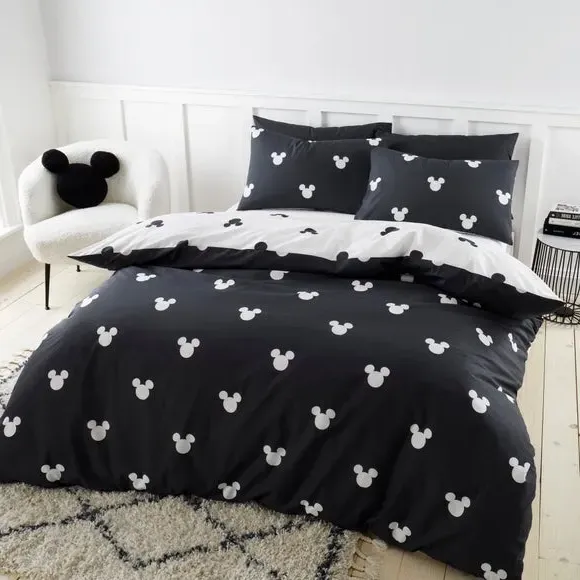 Duvet Cover Set with Pillowcase - Black, Cotton