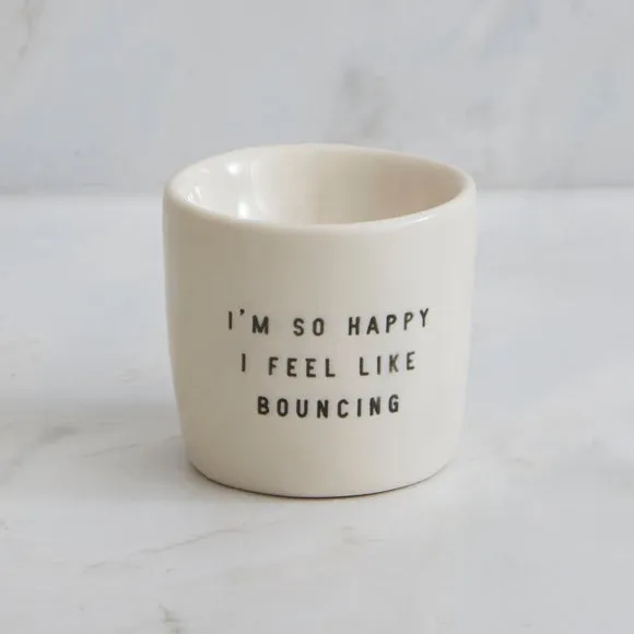 Egg Cup with Character Design - Grey, Stoneware