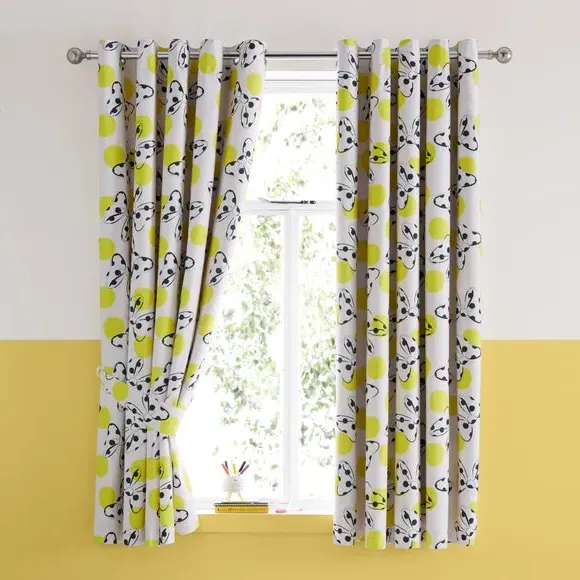Eyelet Curtains with Blackout Lining - Yellow
