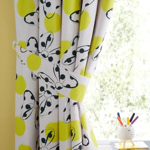Eyelet Curtains with Blackout Lining - Yellow