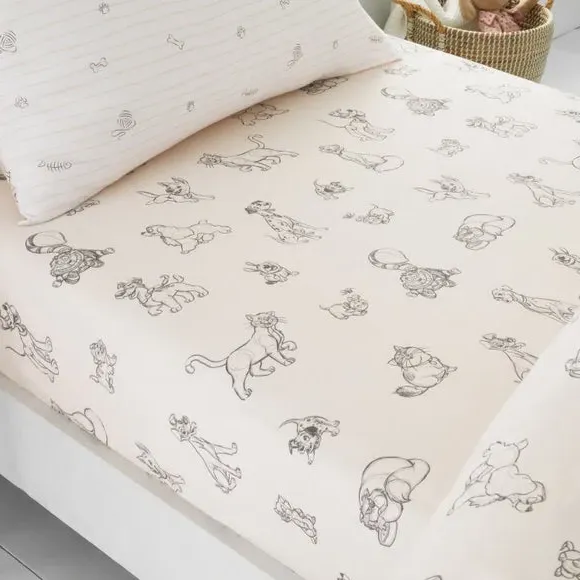 Fitted Sheet with Character Print - Natural, Cotton image
