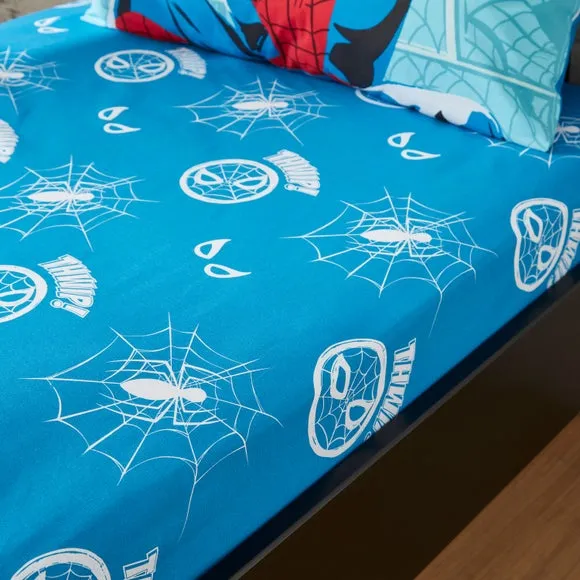 Fitted Sheet with Comic Design - Blue, Cotton image