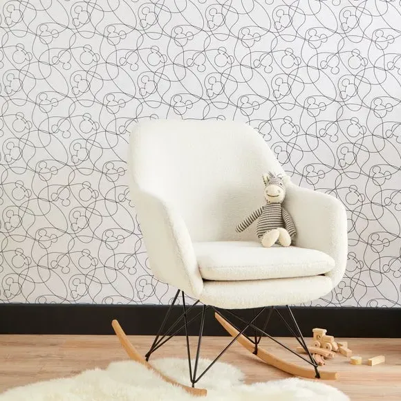 Linear Mickey Mouse Wallpaper - Black/White