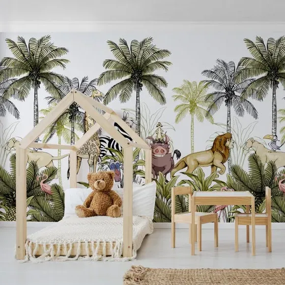 Lion King Wall Mural - Green, Non-Woven