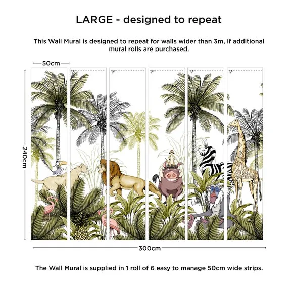 Lion King Wall Mural - Green, Non-Woven