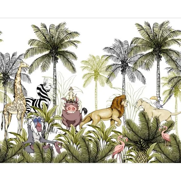 Lion King Wall Mural - Green, Non-Woven