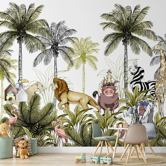 Lion King Wall Mural - Green, Non-Woven image