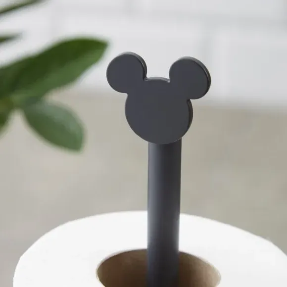 Mickey Mouse Toilet Roll Storage - Black, Metal