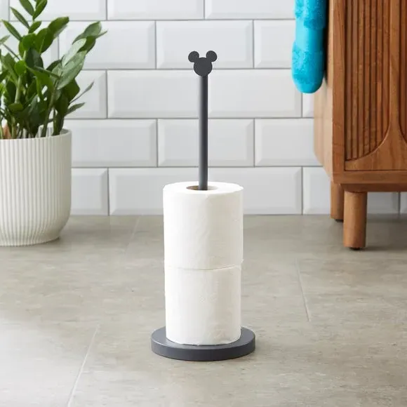 Mickey Mouse Toilet Roll Storage - Black, Metal image