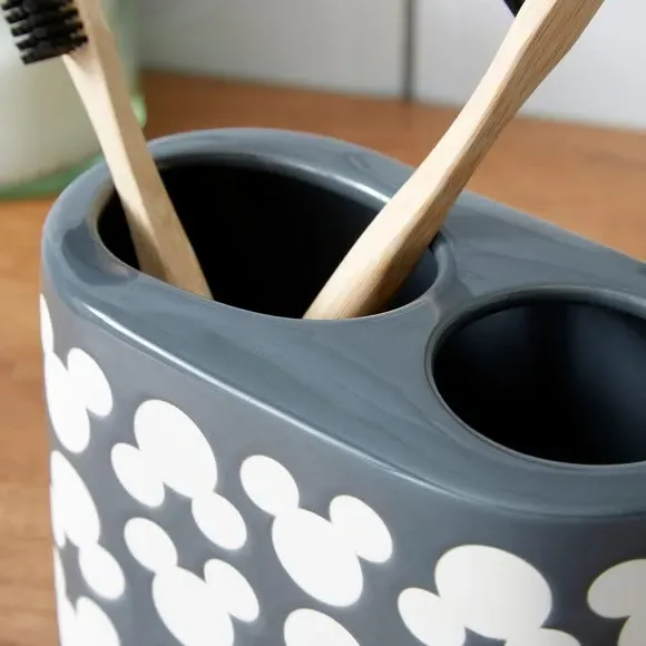 Mickey Mouse Toothbrush Holder - Grey, Ceramic