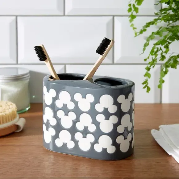 Mickey Mouse Toothbrush Holder - Grey, Ceramic image