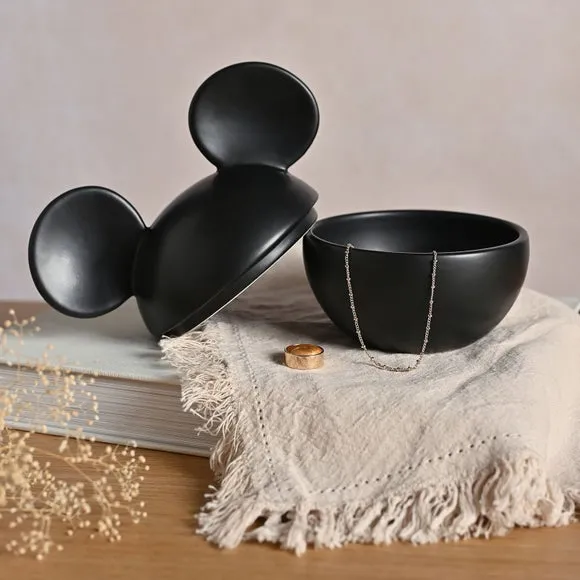 Mickey Mouse Trinket Pot with Lid - Black, Ceramic
