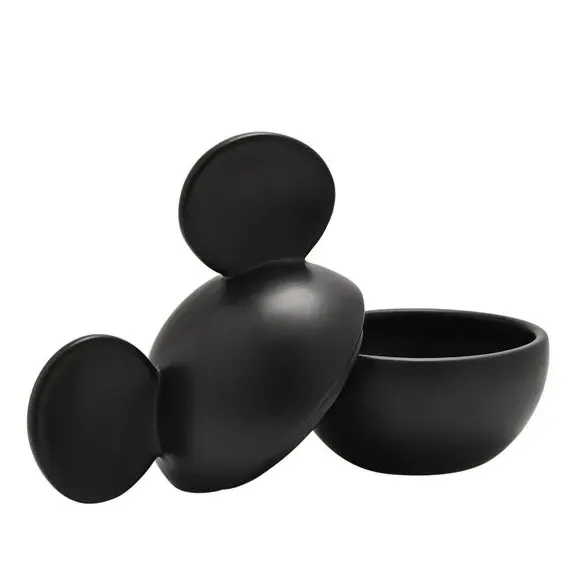 Mickey Mouse Trinket Pot with Lid - Black, Ceramic