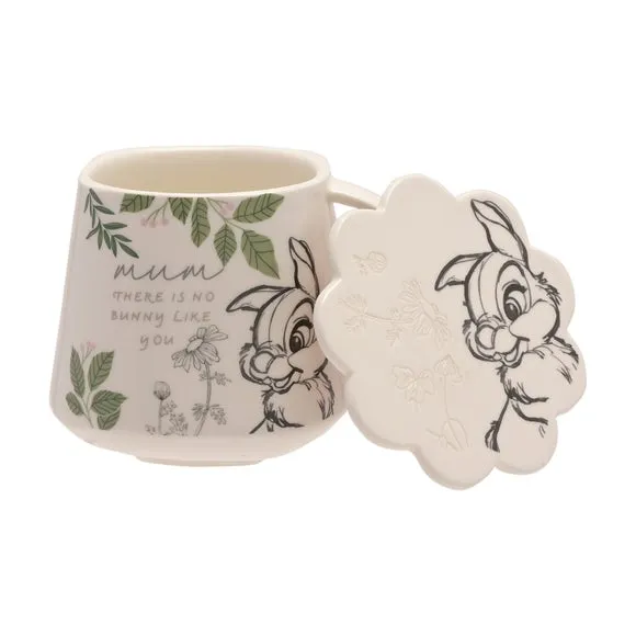 Mug & Coaster Set Thumper Design - White, Bone China
