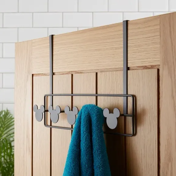Overdoor Hooks with 5 Hooks - Black, Metal image