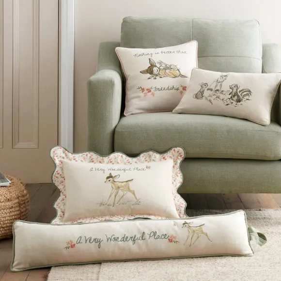 Rectangle Cushion with Embroidery - Cream, Cotton
