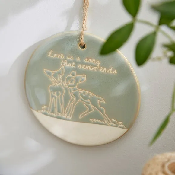 Round Hanging Plaque - Light Blue, Ceramic