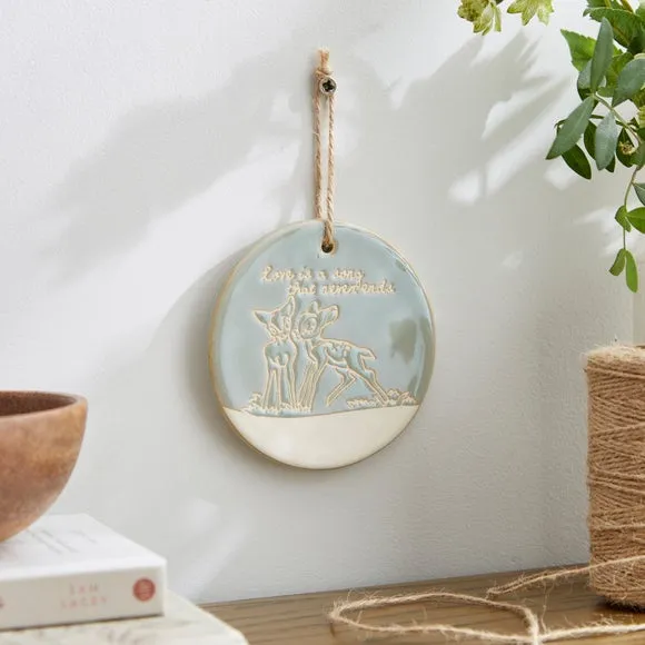 Round Hanging Plaque - Light Blue, Ceramic