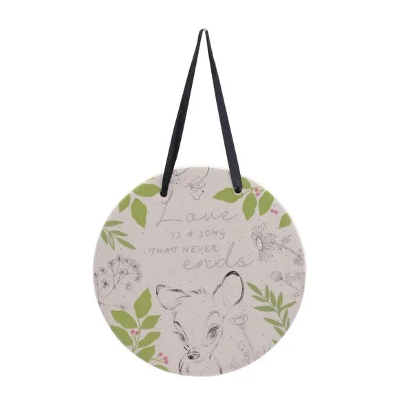 Round Hanging Plaque - White, Ceramic image