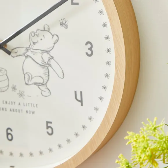 Round Wall Clock Silent Movement - Natural, Wood