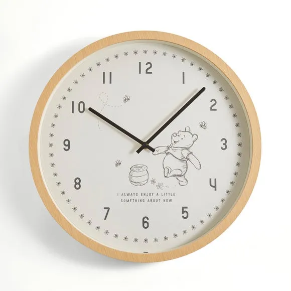Round Wall Clock Silent Movement - Natural, Wood
